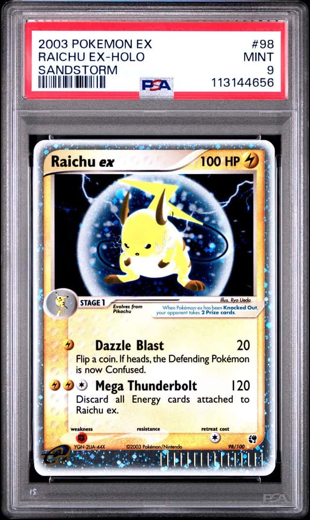 2003 POKEMON EX SANDSTORM #98 RAICHU EX HOLO PSA 9 MINT