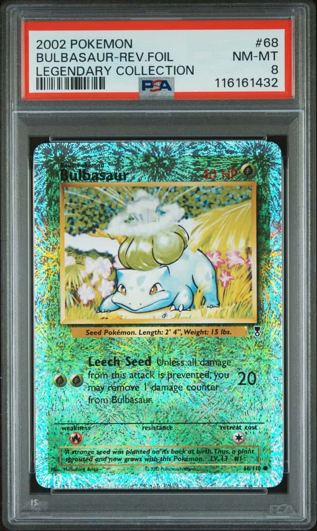 2002 Pokemon Legendary Collection #68 Bulbasaur Reverse Foil PSA 8 NM-MT