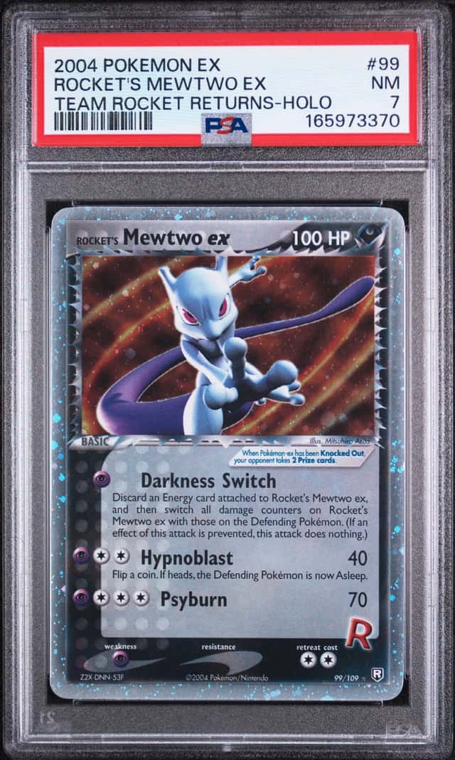 Pokemon 2004 Rocket's Mewtwo EX 99/109 Holo Rare EX Team Rocket Returns PSA 7