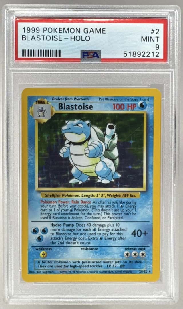 Blastoise 1999 Pokemon Base Set Unlimited #2 Rare Holo PSA 9