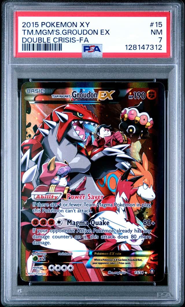 Team Magma's Groudon EX 2015 Pokemon XY Double Crisis #15 PSA 7