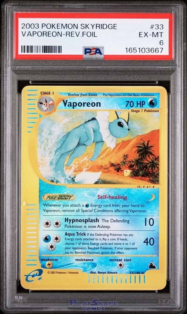 Pokemon Card PSA 6 Vaporeon 33/144 Skyridge WOTC Vintage Reverse Holo Foil 2003