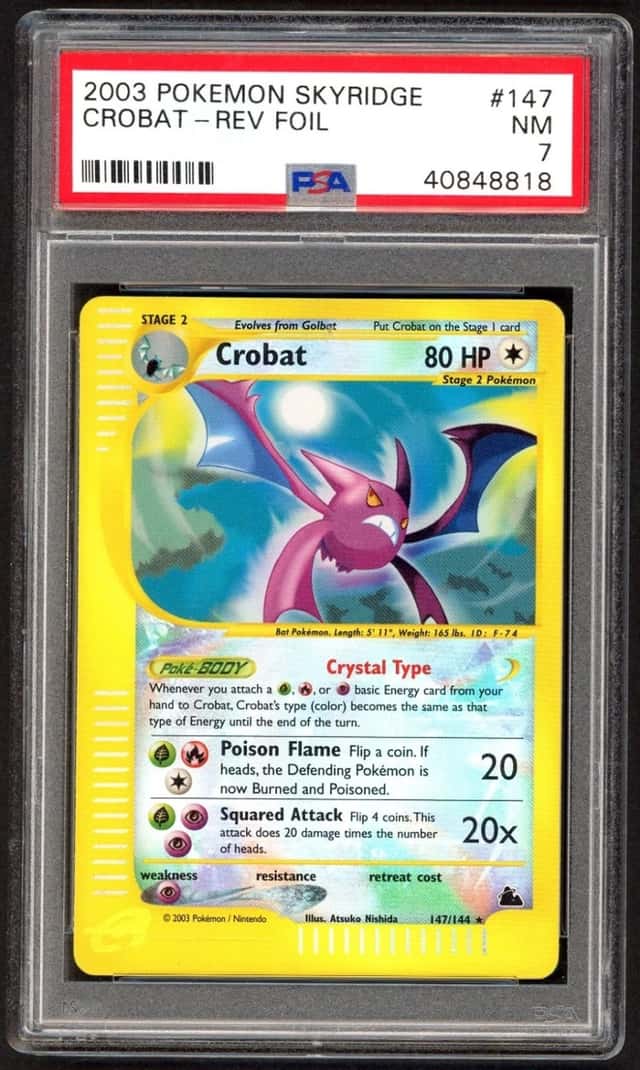 Pokemon Card - PSA 7 Crobat 147/144 - Skyridge Reverse Holo - NM