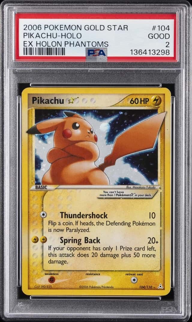 2006 POKEMON EX HOLON PHANTOMS GOLD STAR #104 PIKACHU-HOLO PSA 2