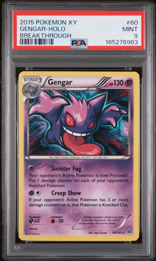 GENGAR 2015 POKEMON XY BREAKTHROUGH 60/162 RARE HOLO - PSA 9