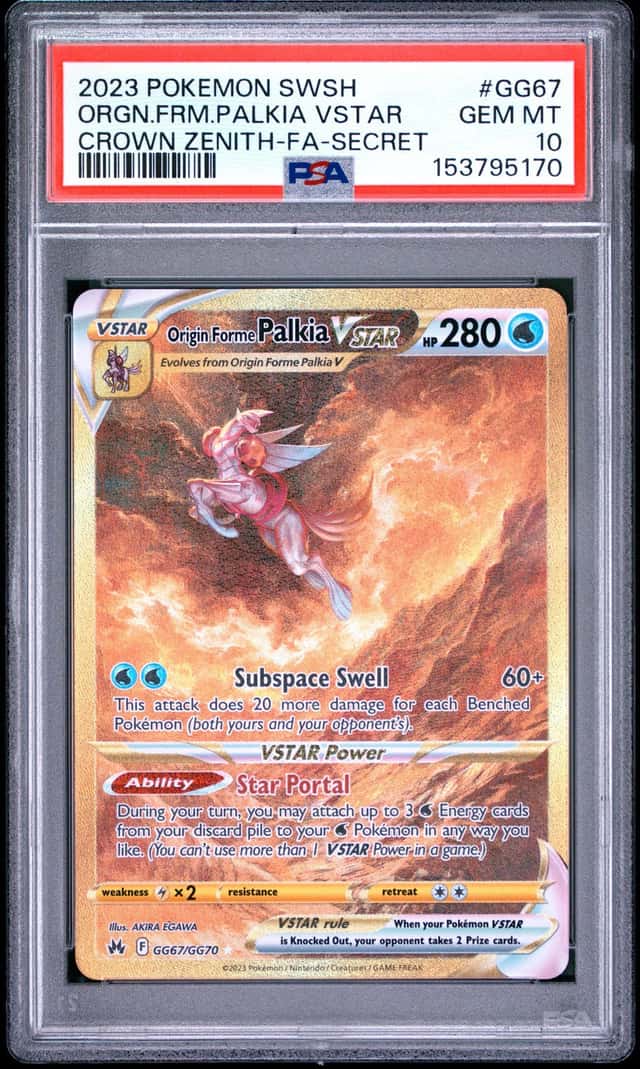 2023 POKEMON SWSH CROWN ZENITH #GG67 ORGN.FRM.PALKIA VSTAR FA-SECRET PSA 10