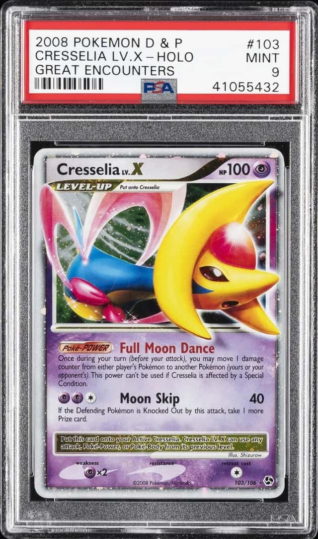2008 POKEMON DIAMOND & PEARL GREAT ENCOUNTERS #103 CRESSELIA LV.X-HOLO PSA 9