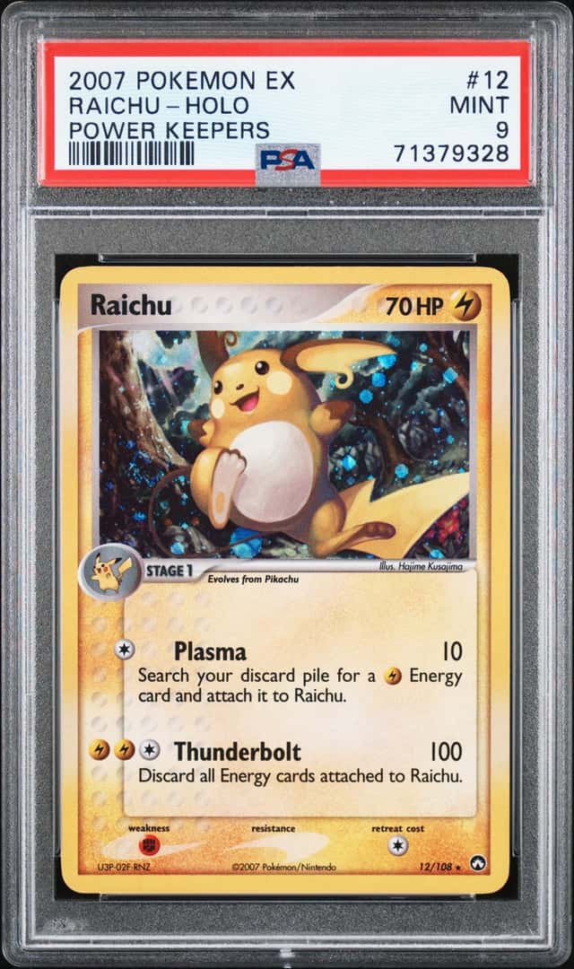 2007 POKEMON EX POWER KEEPERS RAICHU #12/108 RARE HOLO FOIL PSA 9 E11