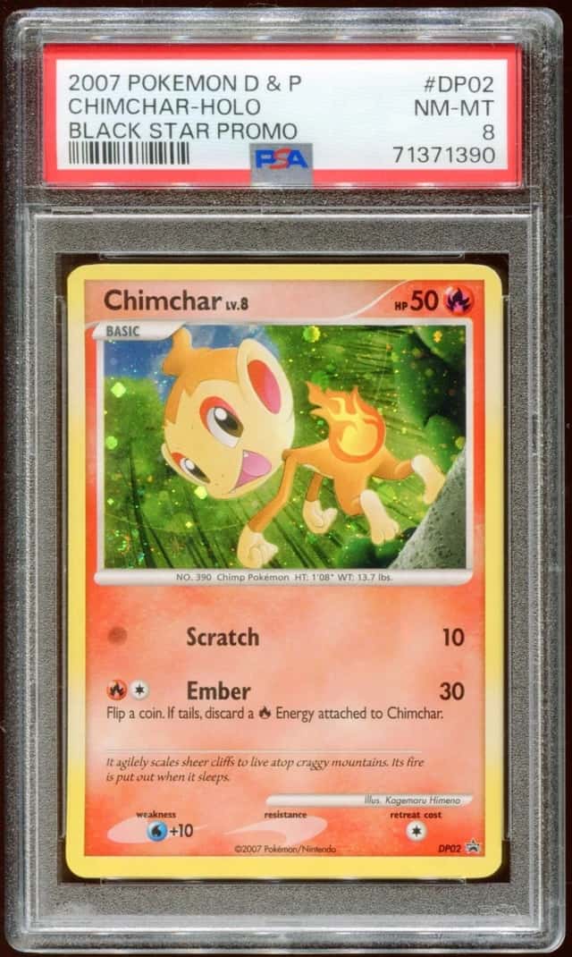 2007 POKEMON DIAMOND & PEARL CHIMCHAR LV.8 DP02 RARE PROMO HOLO PSA 8 E11