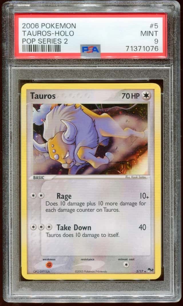 2006 POKEMON POP SERIES 2 TAUROS #5/17 RARE PROMO HOLO FOIL PSA 9 E11