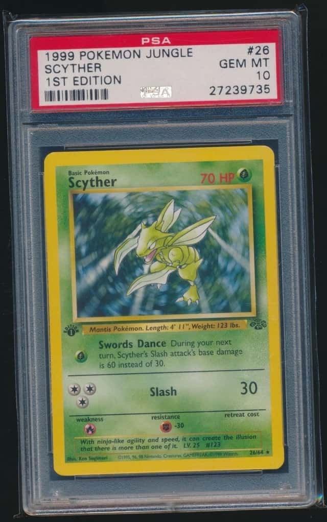 SCYTHER 1999 POKEMON JUNGLE 1ST EDITION RARE 26/64 GRADED PSA 10 GEM MINT