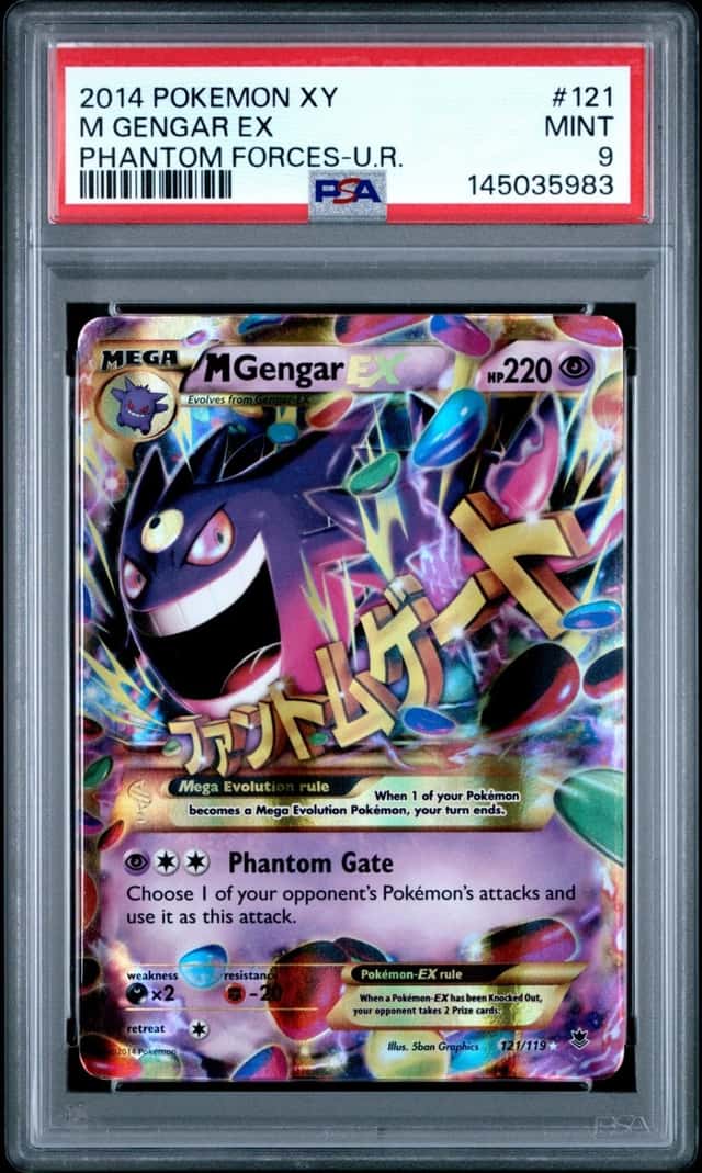 2014 POKEMON XY PHANTOM FORCES ULTRA RARE #121 M GENGAR EX PSA 9