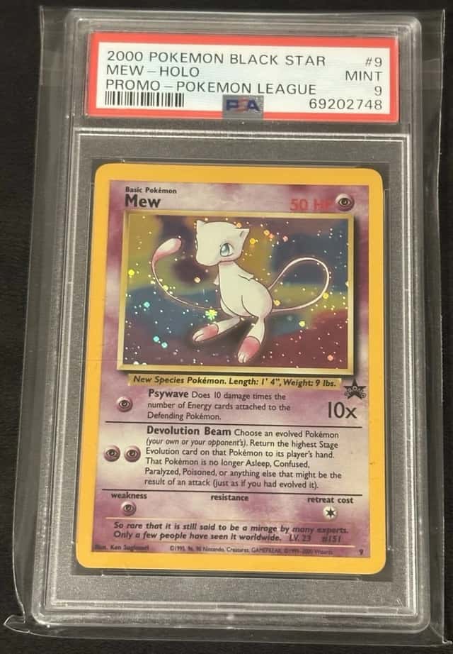 2000 POKEMON PROMO BLACK STAR POKEMON LEAGUE #9 MEW-HOLO PSA 9