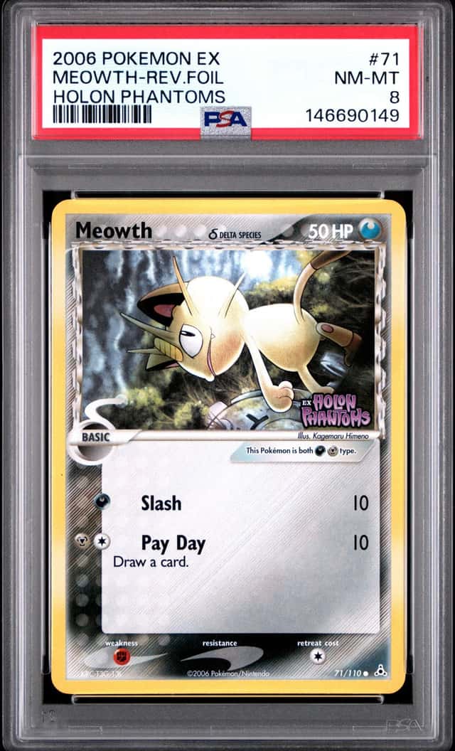 2006 Pokémon ex Holon Phantoms Reverse Foil #71 Meowth NM-MT PSA 8
