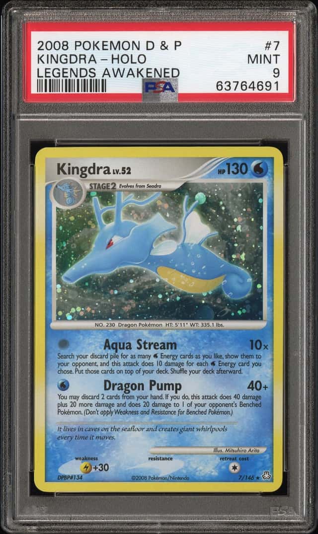 2008 POKEMON KINGDRA-HOLO LEGENDS AWAKENED DIAMOND & PEARL #7 PSA 9