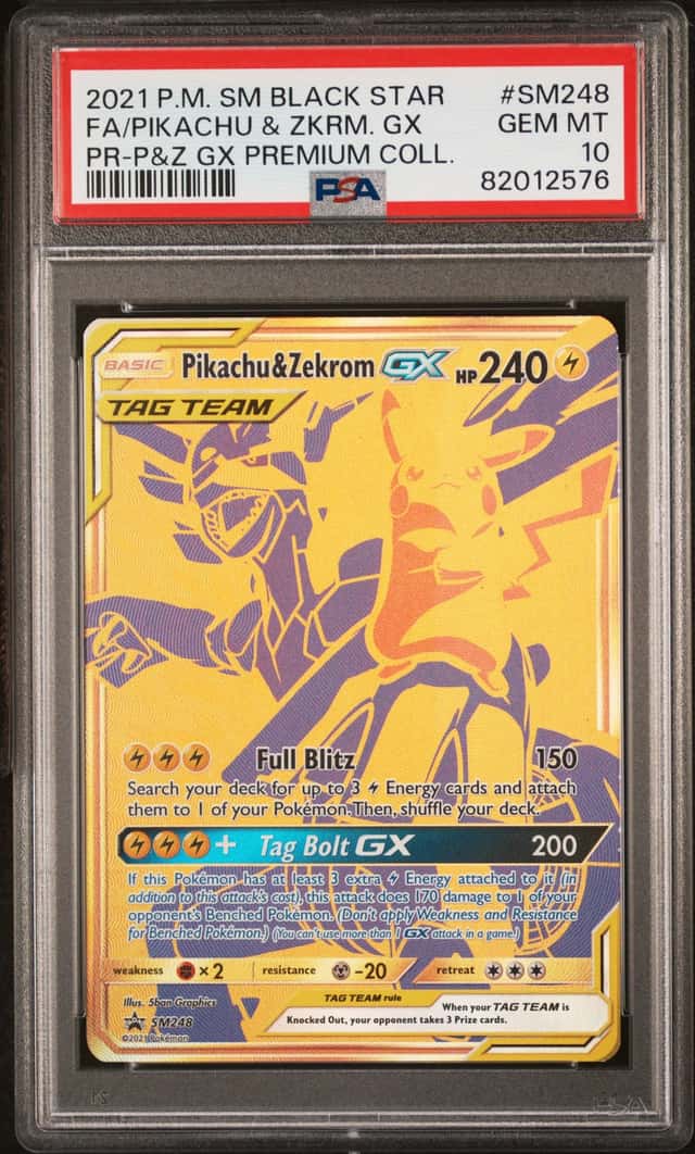 2021 Pokemon BSP #SM248 FA/Pikachu & Zekrom GX Tag Team PSA 10 GEM MINT
