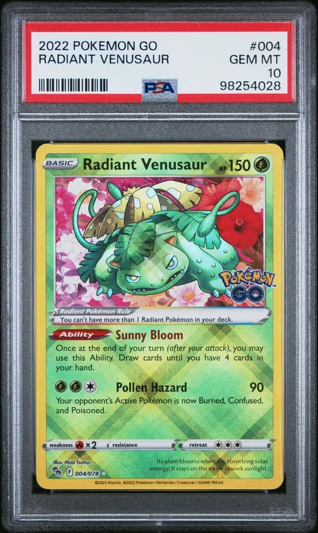 Pokemon 2022 Radiant VENUSAUR 004/078 Radiant Rare Pokemon GO GEM-MINT PSA 10