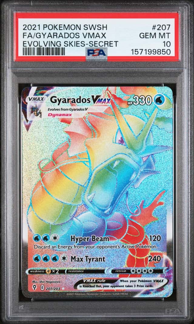 Pokemon Gyarados VMAX Secret Rare Holo 207/203 Evolving Skies 2021 PSA 10