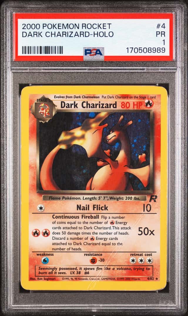 2000 POKEMON ROCKET #4 DARK CHARIZARD HOLO PSA 1