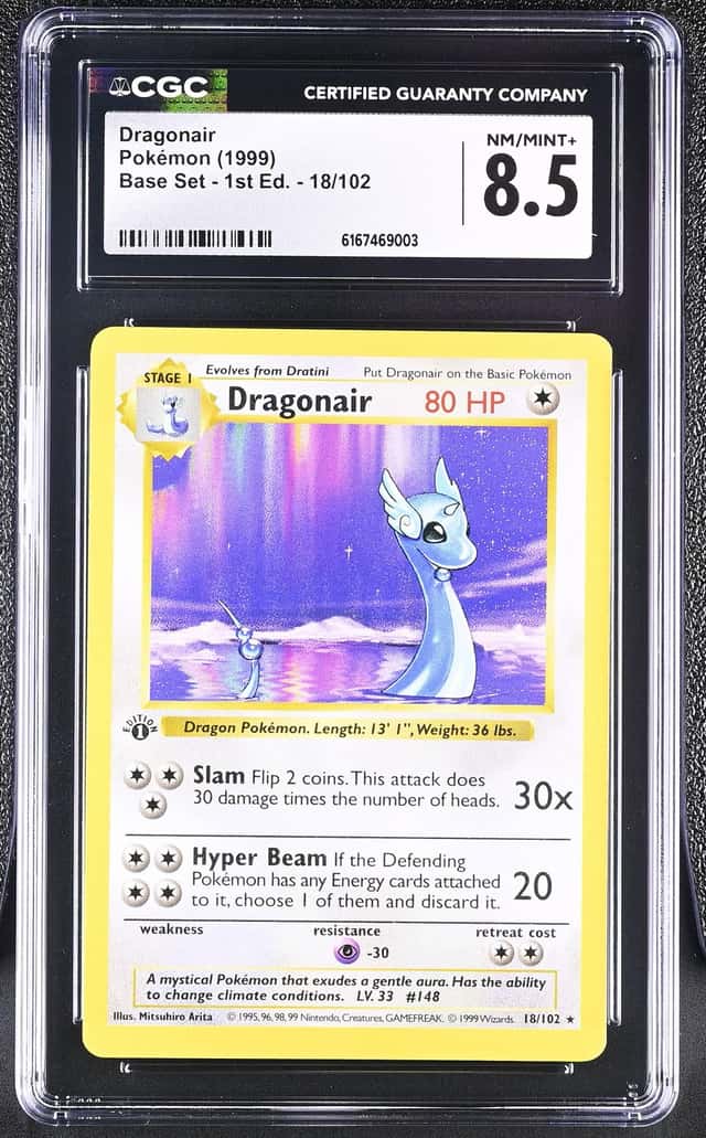 Pokemon 1999 Dragonair 18/102 Base Set 1st Edition CGC 8.5