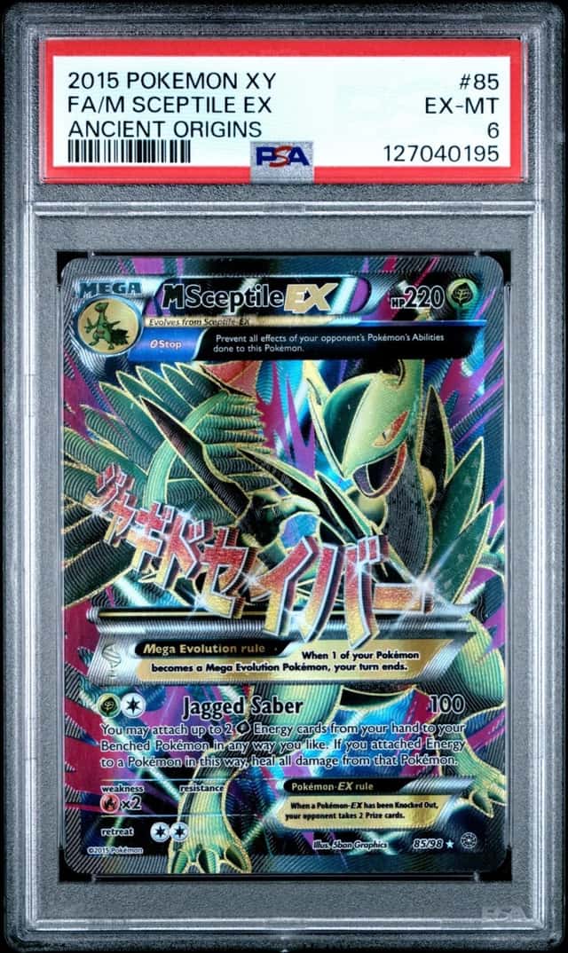 2015 POKEMON XY ANCIENT ORIGINS #85 FULL ART/M SCEPTILE EX PSA 6