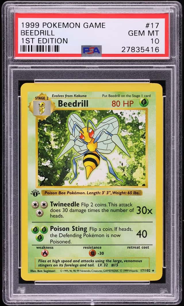1999 Pokemon Base Set Shadowless 1st Edition Beedrill #17 PSA 10 GEM MINT