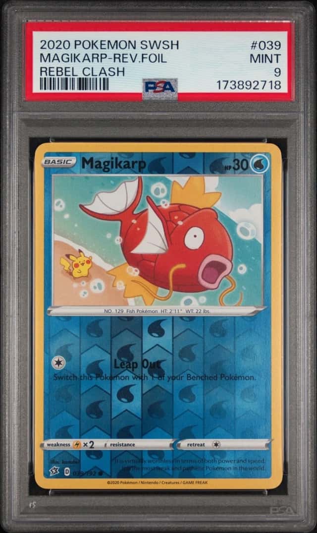 2020 POKEMON SWORD & SHIELD REBEL CLASH #039 MAGIKARP-REVERSE FOIL PSA 9