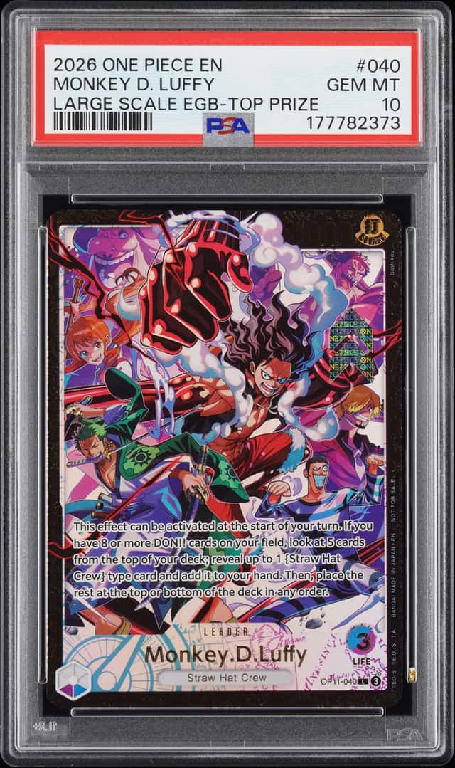 2026 ONE PIECE PROMOS #040 MONKEY D. LUFFY LARGE SCALE EGB-TOP PRIZE PSA 10 GEM
