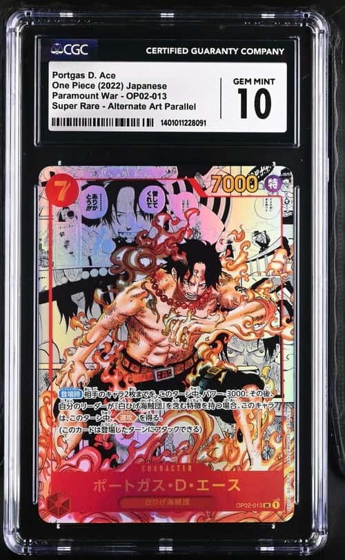 One Piece Card Game CGC 10 Portgas D. Ace OP02-013 JPN Super Rare Alt Art Manga