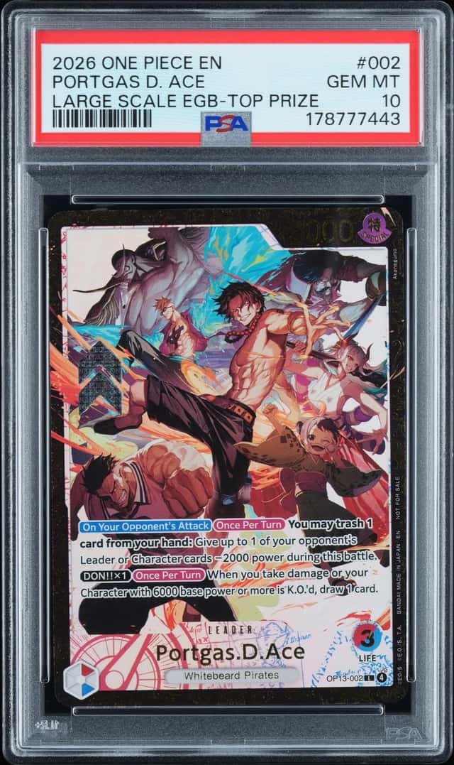 2026 ONE PIECE PROMOS #002 PORTGAS D. ACE LARGE SCALE EGB-TOP PRIZE PSA 10