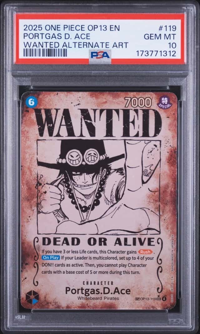 2025 ONE PIECE OP13-CARRYING ON HIS WILL #119 PORTGAS D. ACE PSA 10