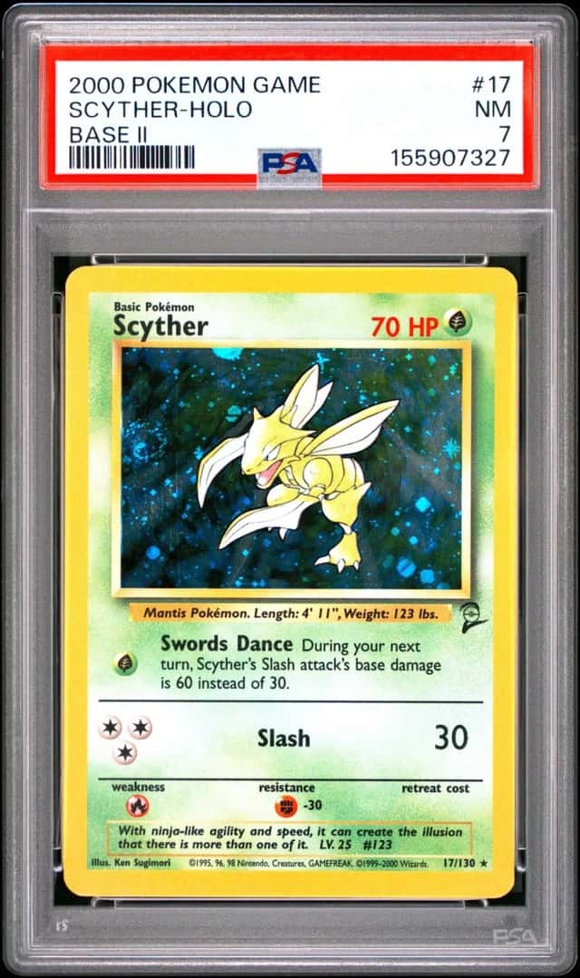 Pokemon Scyther Holo Base Set II 17 PSA 7