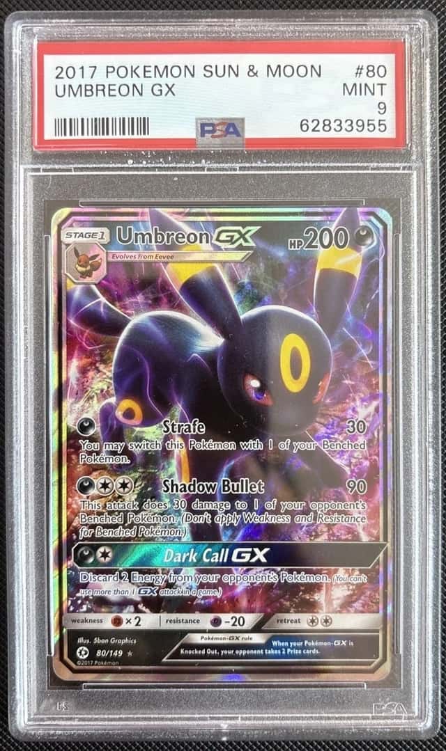 Pokémon TCG Umbreon GX Sun Moon 80/149 Holo Ultra Rare PSA 9