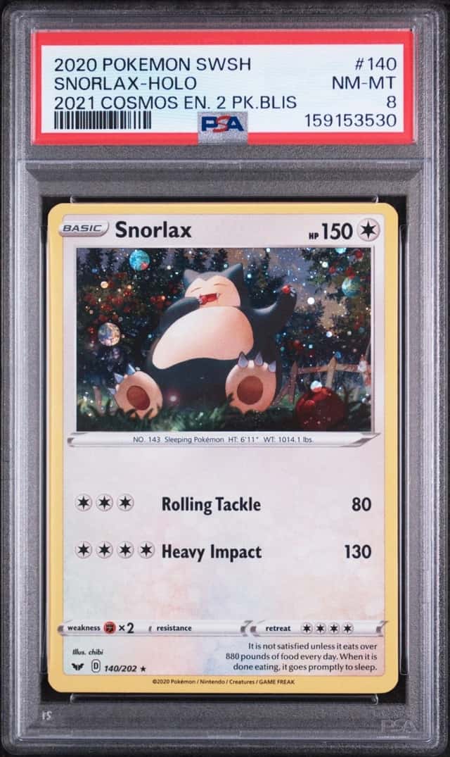 2020 POKEMON SWORD & SHIELD #140 SNORLAX-HOLO PSA 8