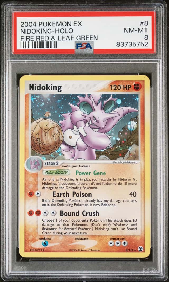 2004 Pokemon EX Fire Red & Leaf Green Holo Nidoking #8 PSA 8 NM-MT