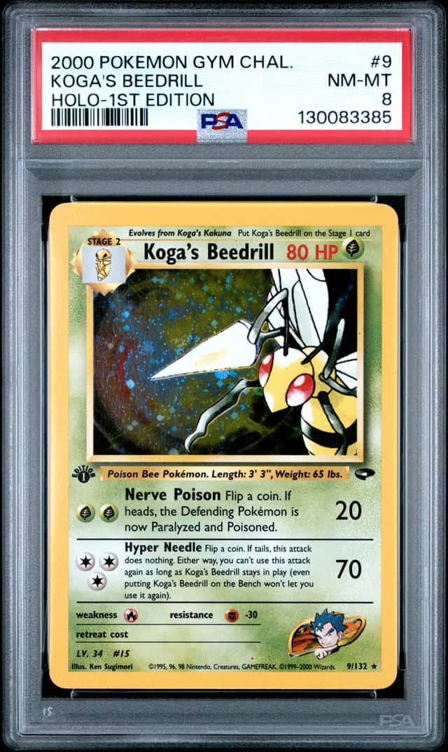 2000 Pokemon Gym Challenge 1st Edition Holo Koga's Beedrill #9 PSA 8 NM-MT
