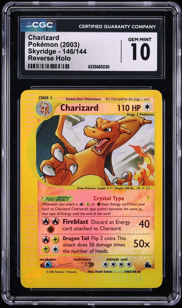 2003 Pokemon Skyridge Reverse Holo Crystal Charizard #146 CGC 10 GEM MINT