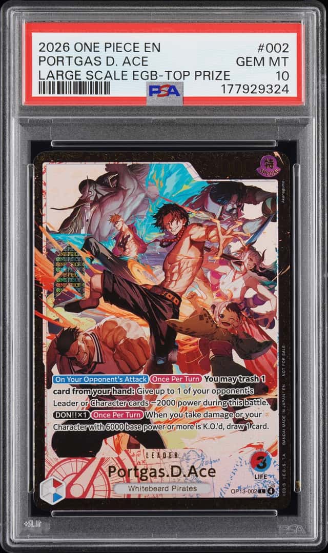 2026 ONE PIECE PROMOS #002 PORTGAS D. ACE LARGE SCALE EGB-TOP PRIZE PSA 10