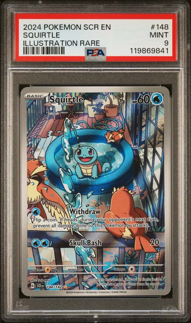 Pokemon TCG Squirtle 148/142 Sv07 Stellar Crown IR Holo PSA 9