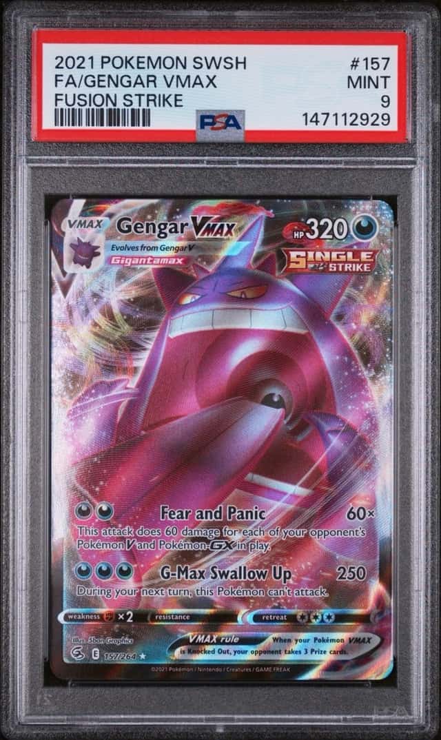 Pokemon 2021 Fusion Strike Gengar VMAX 157/264 Ultra Rare Full Art Holo PSA 9