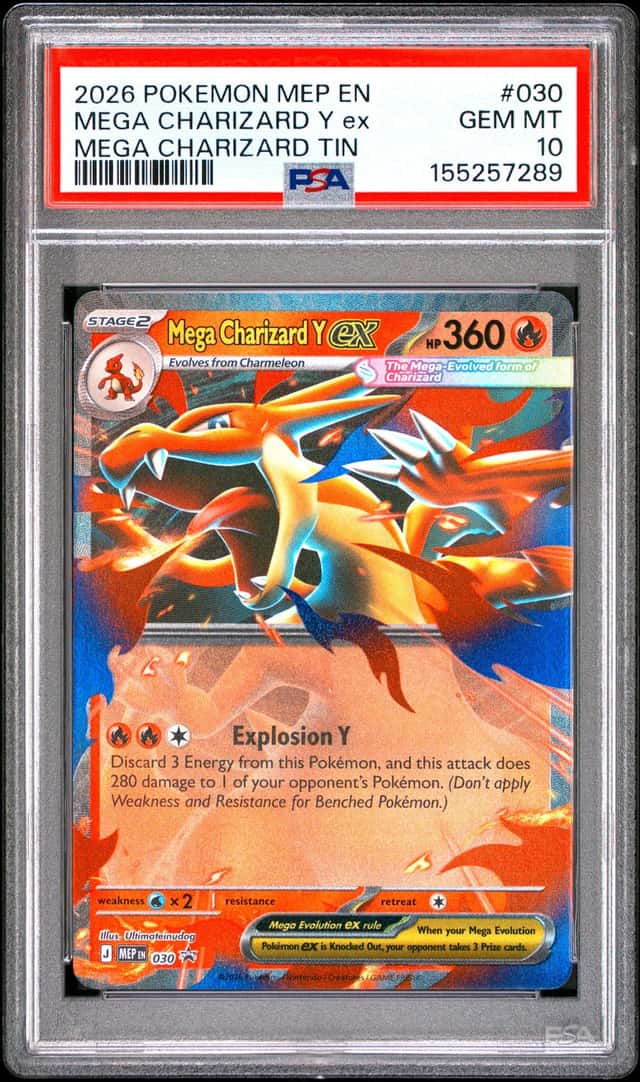 2026 Pokemon Mep En-Me Black Star Promo #030 Mega Charizard Y Ex Tin PSA 10