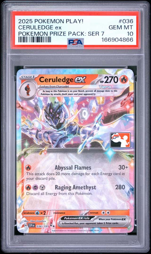 Ceruledge ex PSA 10 2025 Pokemon Prize Series 7 Holo Rare Surging #036/191 4866