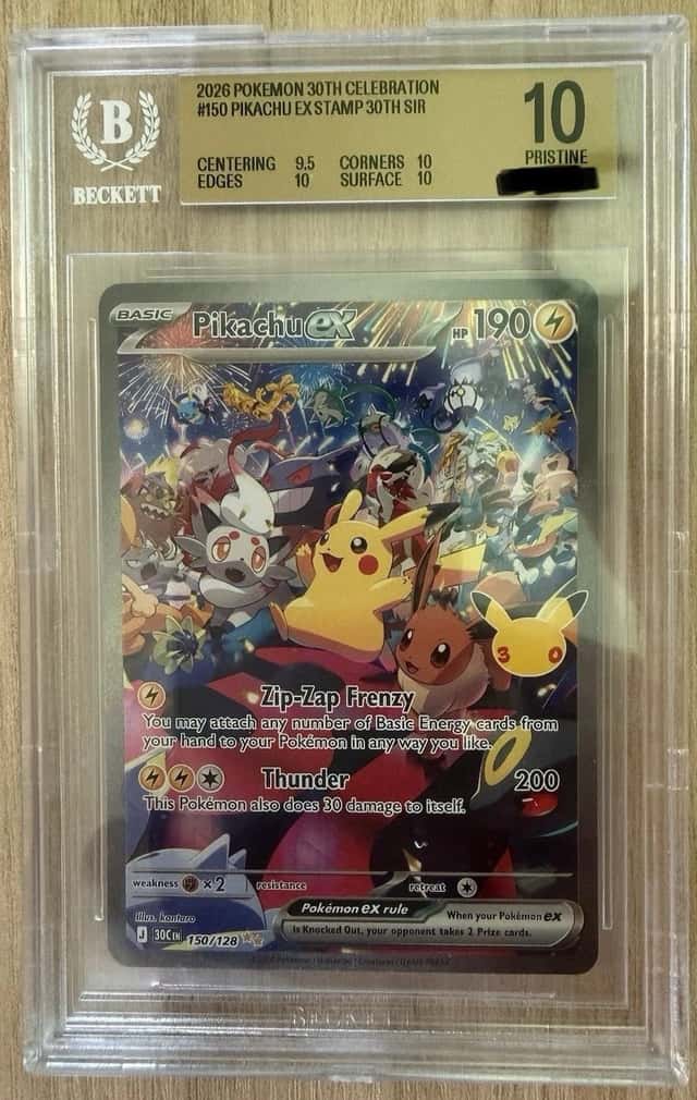 Pikachu ex (Night) Holo 150/128 2026 30th Celebration SIR BGS 10 PRISTINE