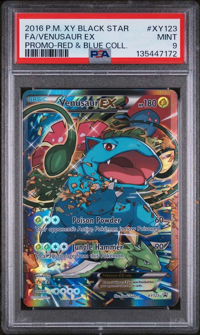 2016 POKEMON XY BLACK STAR PROMO #123 FA/VENUSAUR EX PROMO RED & BLUE COLL PSA 9