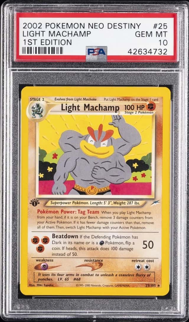 2002 POKEMON NEO DESTINY 1ST EDITION #25 LIGHT MACHAMP PSA 10