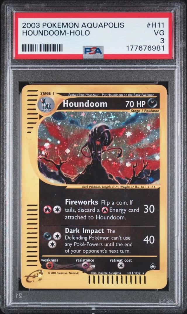 2003 POKEMON AQUAPOLIS #H11 HOUNDOOM-HOLO PSA 3