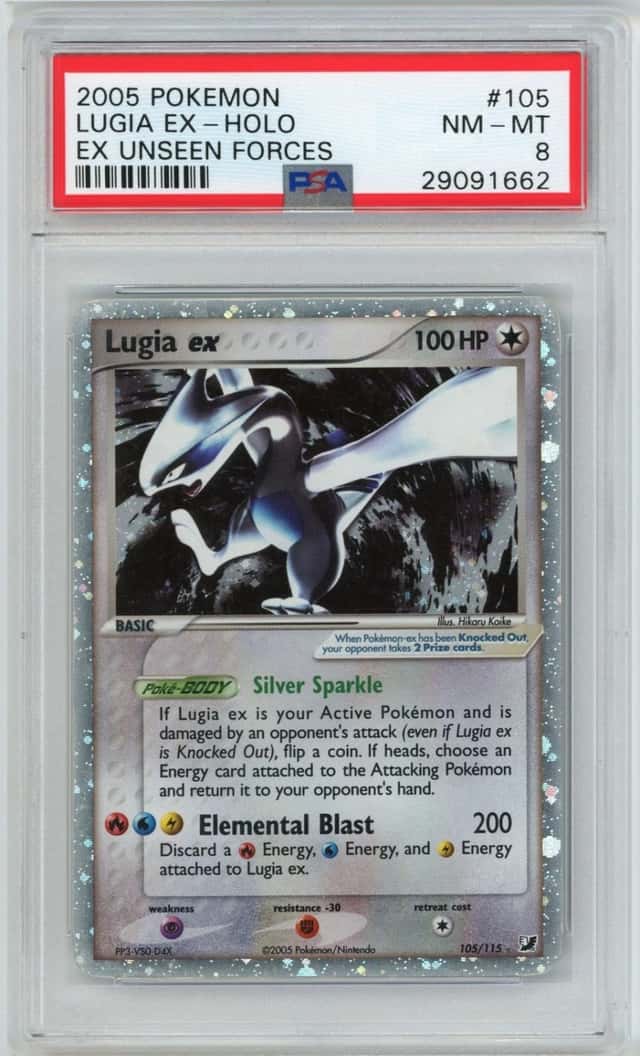 2005 POKEMON EX UNSEEN FORCES #105 LUGIA EX-HOLO UNSEEN FORCES PSA 8