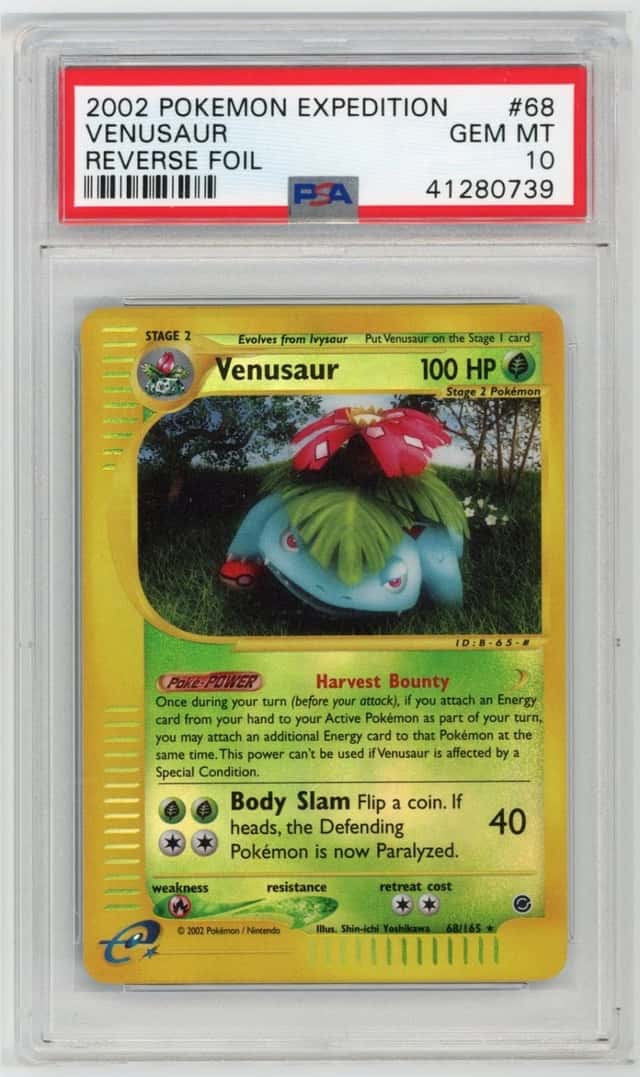 2002 POKEMON EXPEDITION #68 VENUSAUR-REV.FOIL PSA 10 POP 18