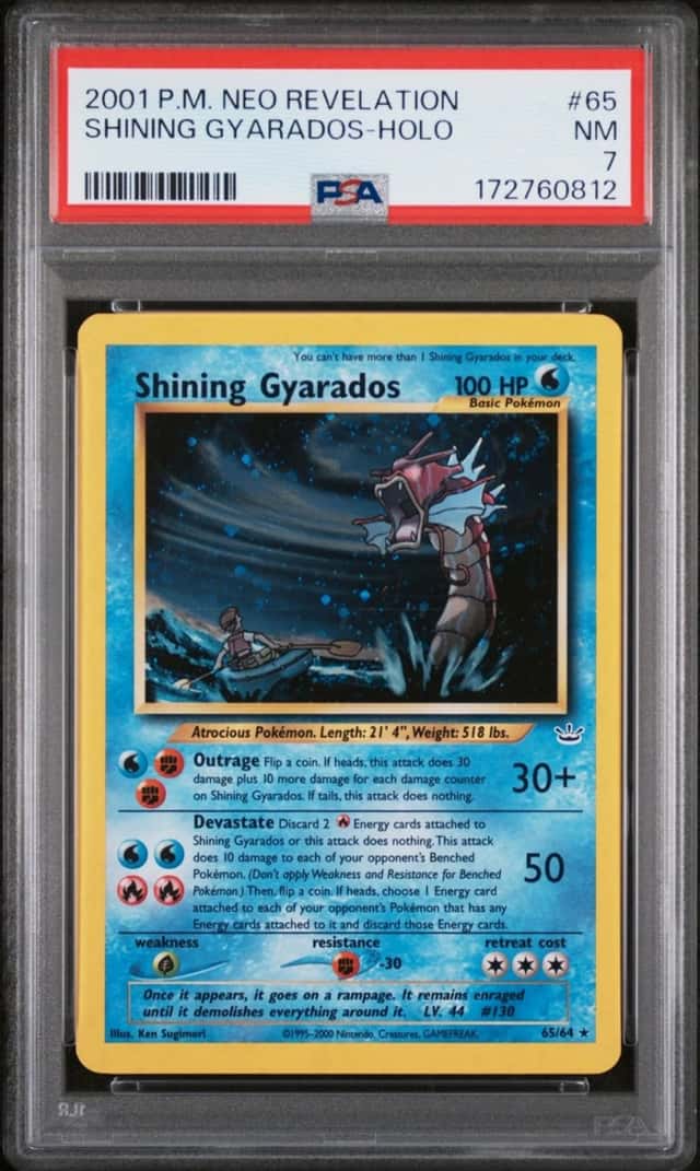 2001 POKEMON NEO REVELATION #65 SHINING GYARADOS-HOLO PSA 7