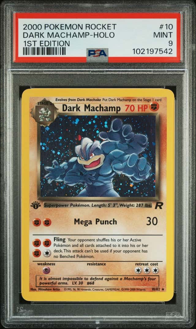 Dark Machamp 10/82 Pokemon 2000 Team Rocket 1st Edition Holo PSA 9